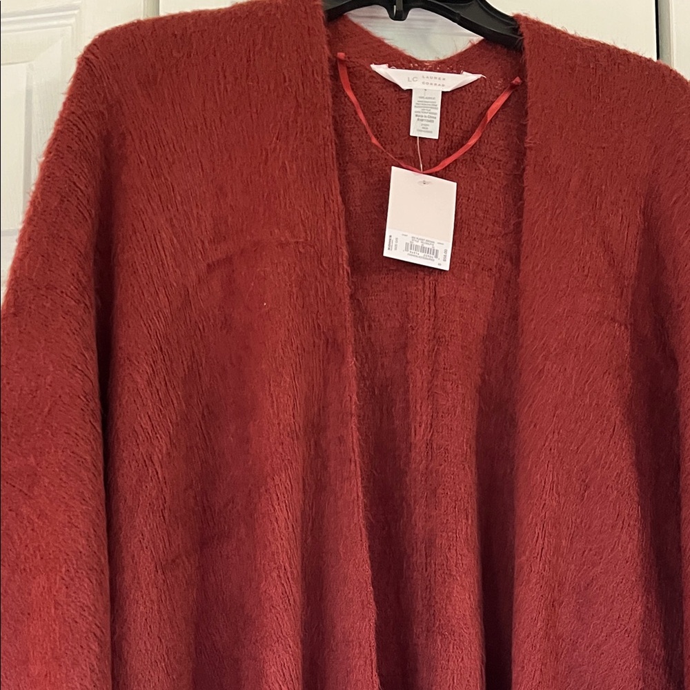 LC Lauren Conrad Women's Deep Terracotta Poncho Sweater One Size - Picture 1 of 6